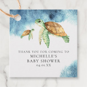 Tortue de Mer Étiquette de Cadeau pour Baby Show