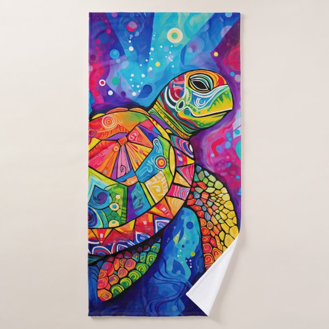 Tortue de mer Jour des terres Abstrait Ocean Beach (Serviette de bain)
