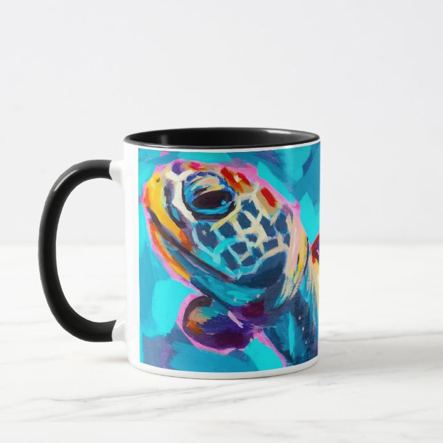 Tortue de mer Monogramme Café Mug (Gauche)