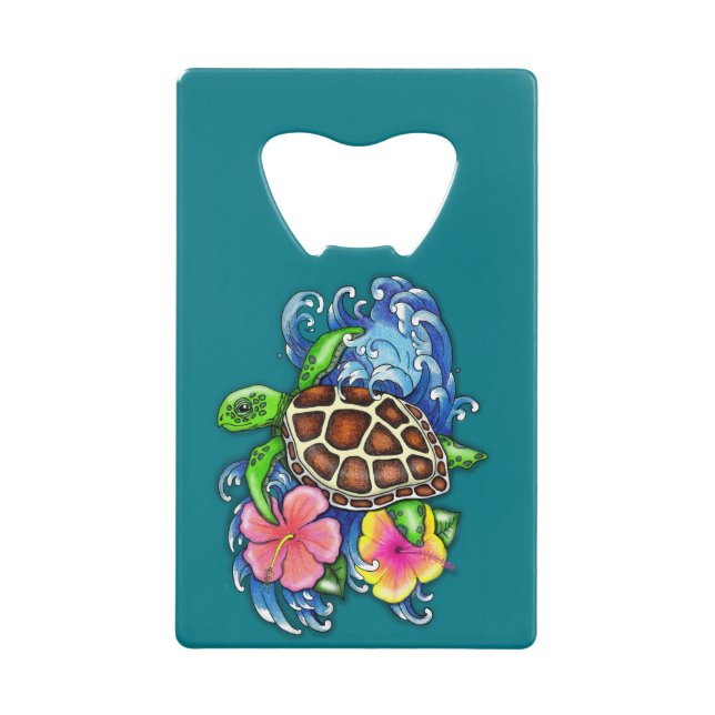 Tortue de mer tropicale et Hibiscus (Devant)
