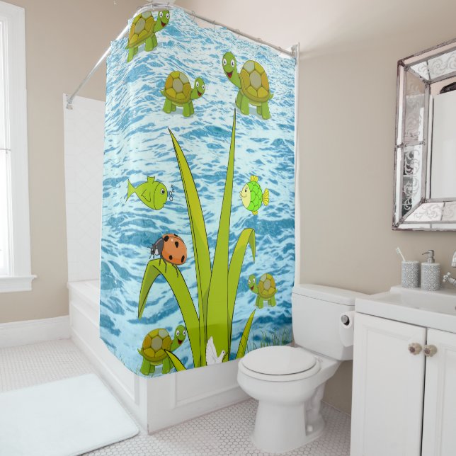 Tortue de rideau de douche (En situation)