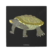 Tortue diamantée (noire) - Impression métallique