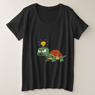 Tortue en colère avec une idée lumineuse