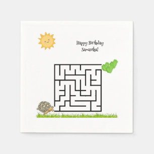 Tortue et laitue, serviettes en papier labyrinthe 