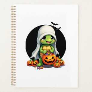 Tortue fantôme mignonne d'Halloween avec des bonbo