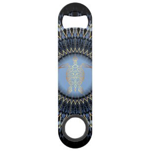 Tortue Mandala Côtière Bleu Noir Or