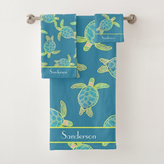 Tortue marine marine personnalisée Turquoise bleu (En situation)