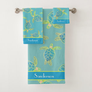 Tortue marine marine sur mesure Bain bleu Turquois
