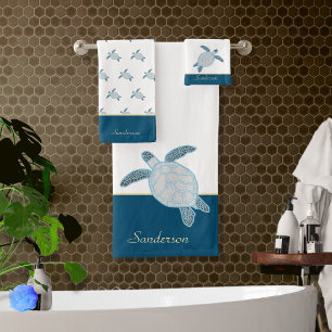 Tortue marine marine sur mesure bleu et gris