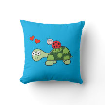 Tortue mignonne, coccinelle et oreiller à lancer b