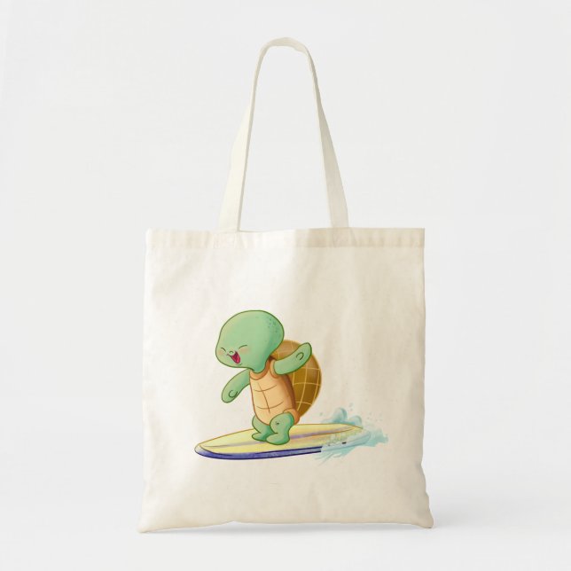 Tortue mignonne surfant le sac fourre-tout à (Devant)