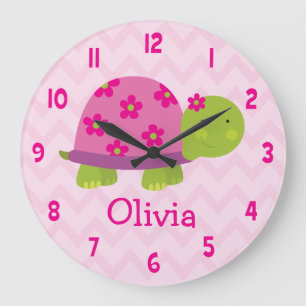 Tortue rose cuite Horloge personnalisée de la poup