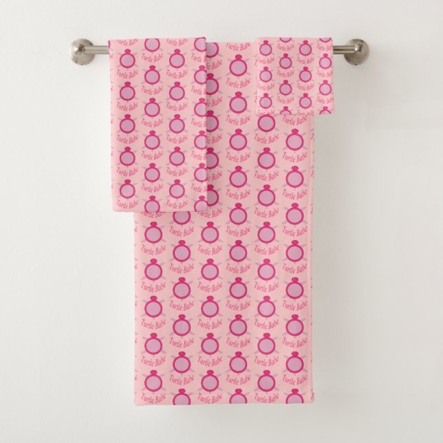 Tortue Rose Cute Babe Serviettes Motrées (En situation)