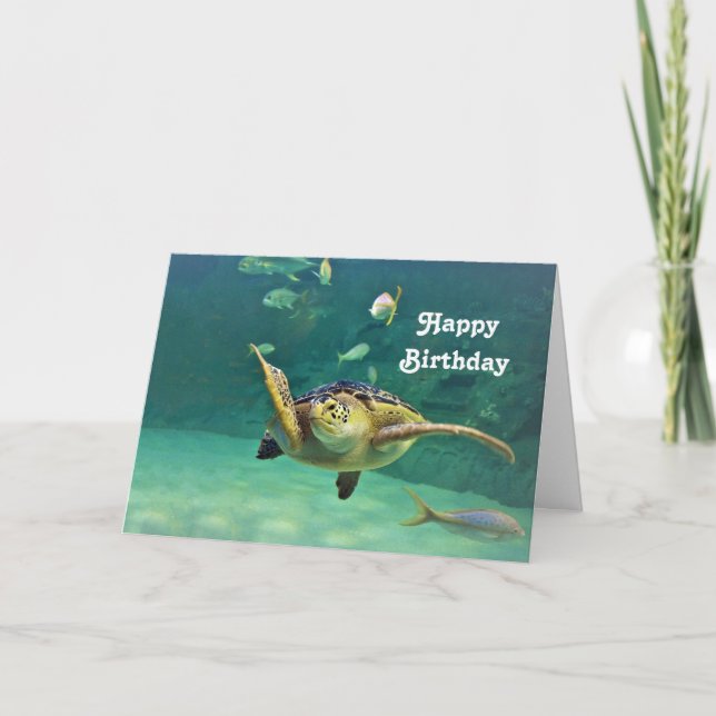 Tortue Sea Water Poisson Photo Carte Anniversaire (Devant)