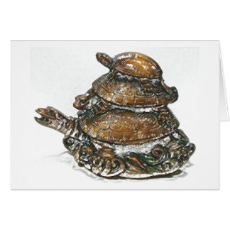 Tortue triple de Feng Shui - or