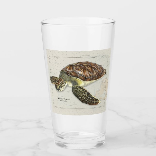 Tortue Verte Sur Verre Nautique (Devant)