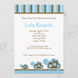 Tortues Bleues Mood Baby shower rayé invitation 5