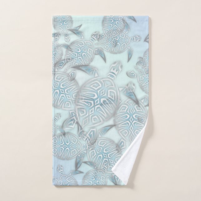 Tortues de mer argentées Motif violet (Serviette à main)