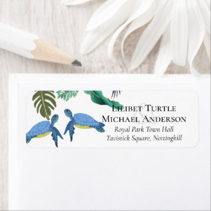 Tortues de mer Mariage Bleu Jaune Étiquette