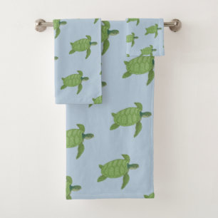 Tortues de mer sur ensemble de serviettes de bain