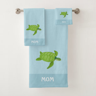 Tortues de mer sur turquoise seigle de bain vert m
