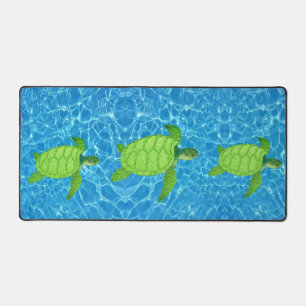 Tortues de mer vertes sur fond d'eau turquoise