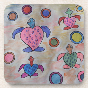 Tortues et cercles Dessous de verre en plastique d