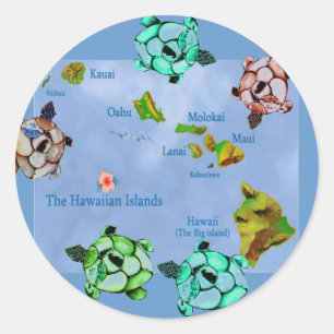 Tortues hawaïennes et autocollant carte
