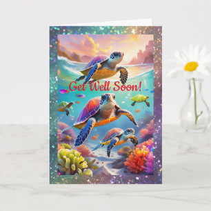 Tortues sous-marines, carte de 5 po x 7 po pliée G