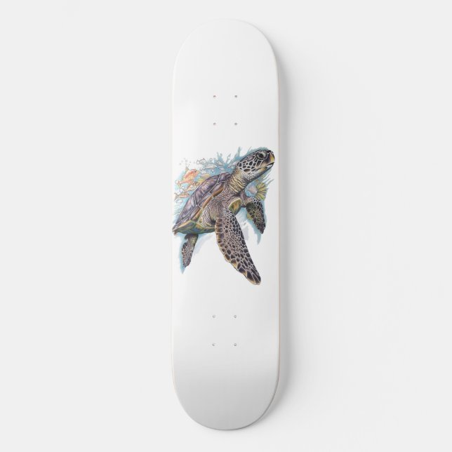 Tortuga de mar multicolor skateboard (Vorderseite)