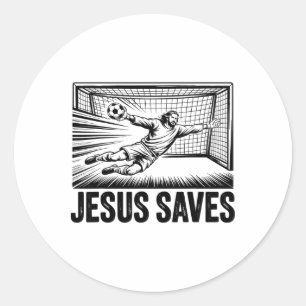 Torwart Fußball Jesus rettet christlichen Fußball Runder Aufkleber