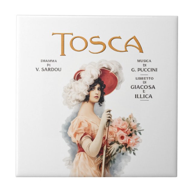 Tosca-Oper Vintage - Puccini-Operposter-Design Fliese (Vorderseite)