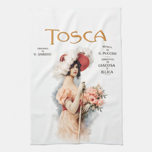 Tosca-Oper Vintage - Puccini-Operposter-Design Geschirrtuch (Vertikal)