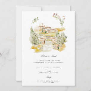 Toscane aquarelle Fiançailles italien Invitation