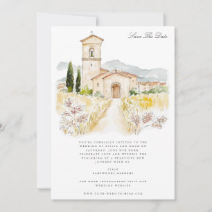 Toscane Aquarelle Italienne Enregistrer La Carte D