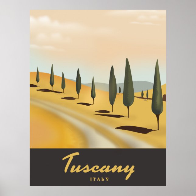 Toscane Italie affiche de voyage de style vintage (Devant)