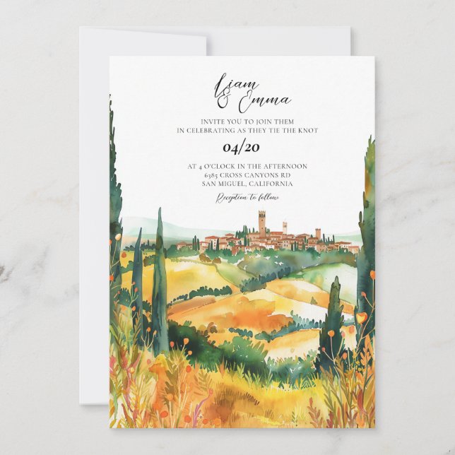 Toscane Italie Invitation destination Mariage (Devant)