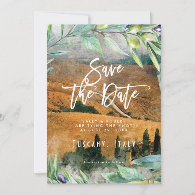 Toscane Italie olives mariage enregistrer la carte (Devant)