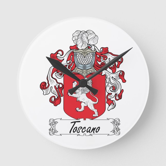 Toscano-Familienwappen Runde Wanduhr (Vorderseite)