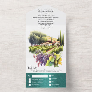 Toskana Aquarell Hochzeitswein Italienischer Weink All In One Einladung