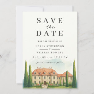Toskana Aquarell Italien Villa Hochzeit im Urlaubs Save The Date