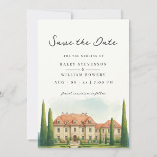 Toskana Aquarell Italien Villa Hochzeit im Urlaubs Save The Date