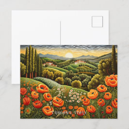 Toskana Frühlingslandschaft Malerei Italien Reisen Postkarte