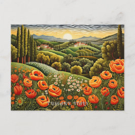 Toskana Frühlingslandschaft Malerei Italien Reisen Postkarte