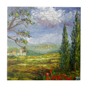 Toskana-Hügel-Dörfer Fliese
