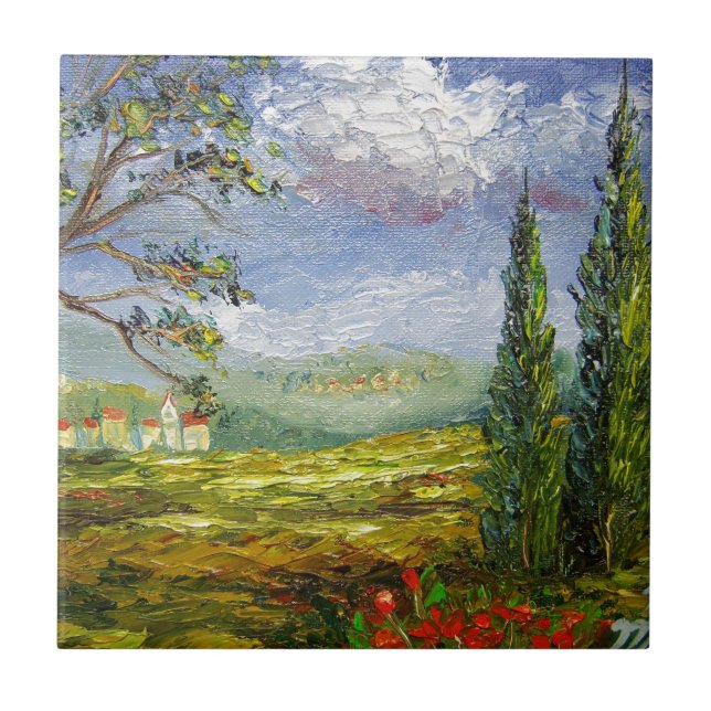 Toskana-Hügel-Dörfer Fliese (Vorderseite)