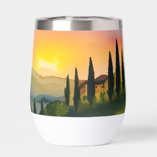 Toskana Hügel Landschaftlich Wasserfarbe