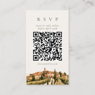 Toskana-Hügellandschaft-Zypressen-Italien QR-Code- Begleitkarte