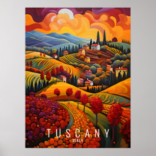 Toskana im Herbst Malerei   Italien Reise   Art Poster