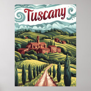 Toskana im Vintage-Stil Poster